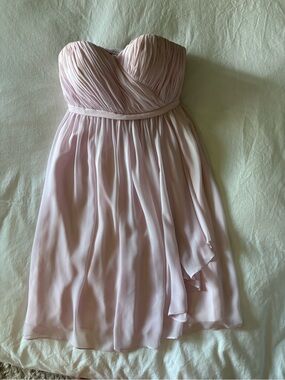Donna Morgan Strapless Pleated Chiffon Dress - Blush Pink